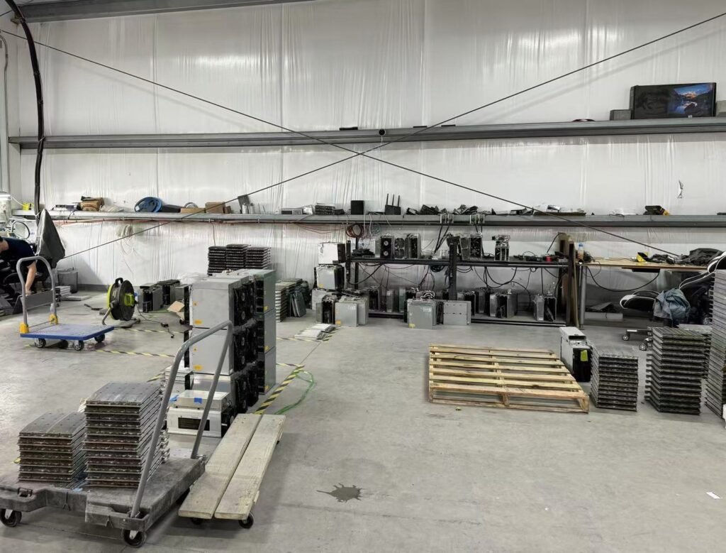 Hashboards stacked on ASIC repair floor